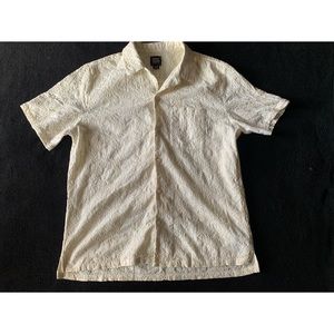 BDG floral print woven mesh button down